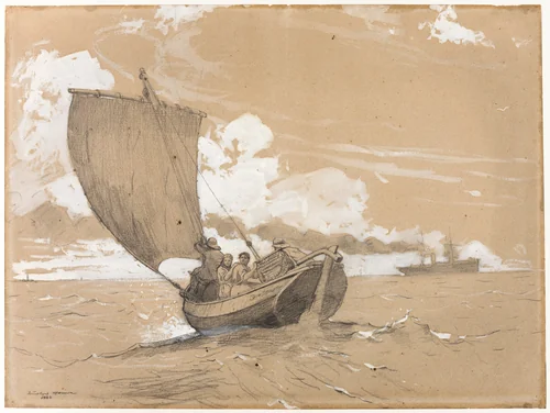 Fishing off Scarborough by Winslow Homer, drawing, 1882