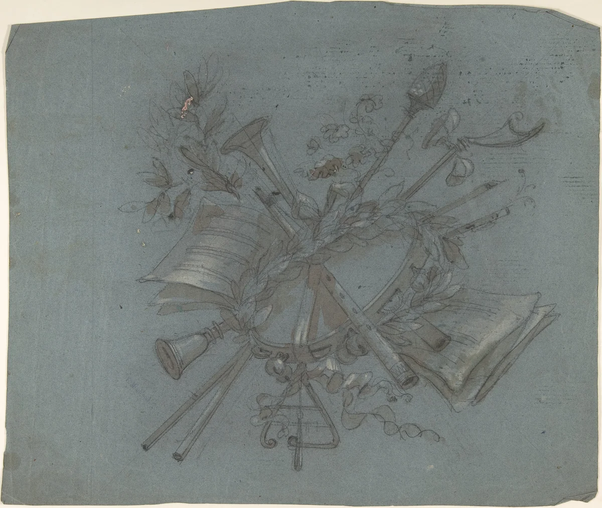 Musical Trophy by Charles Monblond, drawing, 1800-1899