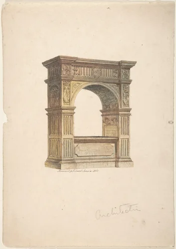 Monument of Richard Jervoice, 1563 by anonymous, drawing, 1800-1900