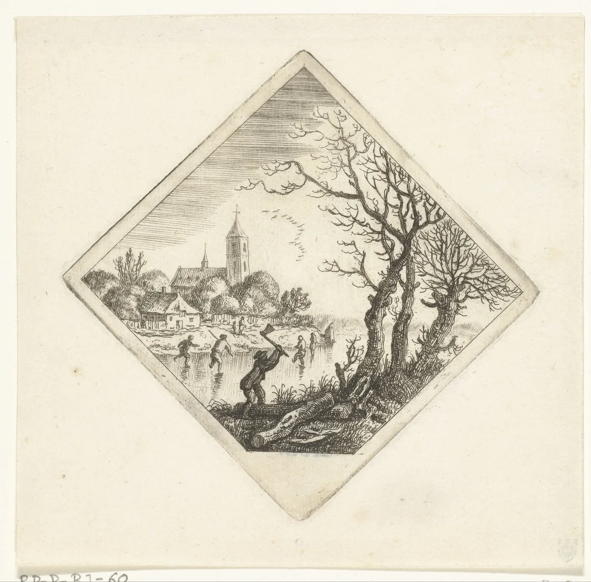 Winter by Jan van Almeloveen, print, 1662-1683