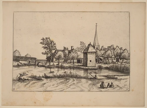 Country Village with Church and Bridge by Johannes van Doetechum; Lucas van Doetechum; Master of the Small Landscapes, print, 1676