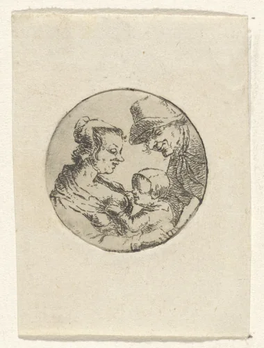 Man en vrouw met kind by Frederik Hendrik Weissenbruch, print, 1843-1887