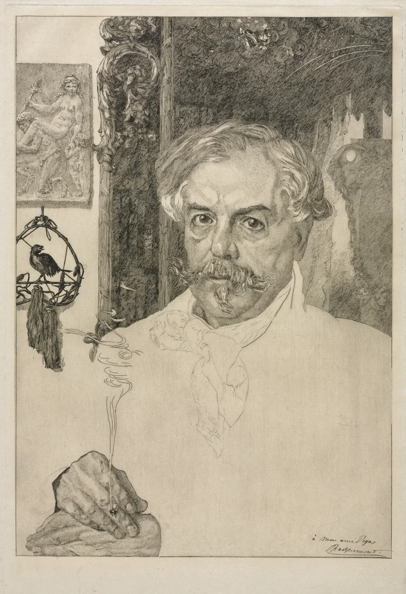 Portrait of Edmond de Goncourt by Félix Bracquemond, print, 1882