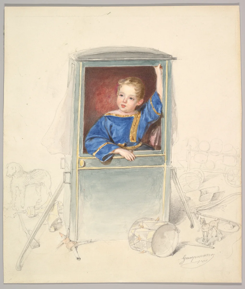Prince Paul Clemens von Metternich as a Child, Surrounded by Toys by Rudolf Gaupmann, drawing, 1841