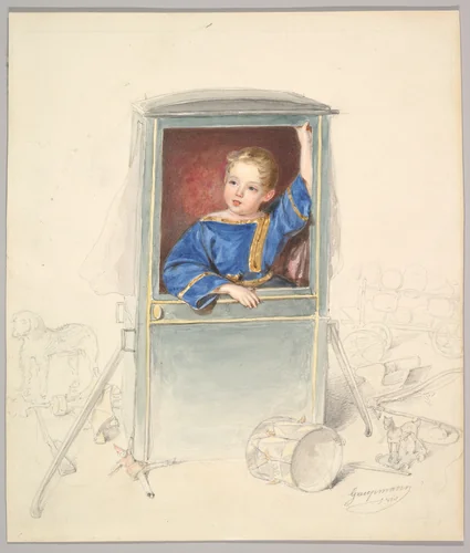 Prince Paul Clemens von Metternich as a Child, Surrounded by Toys by Rudolf Gaupmann, drawing, 1841