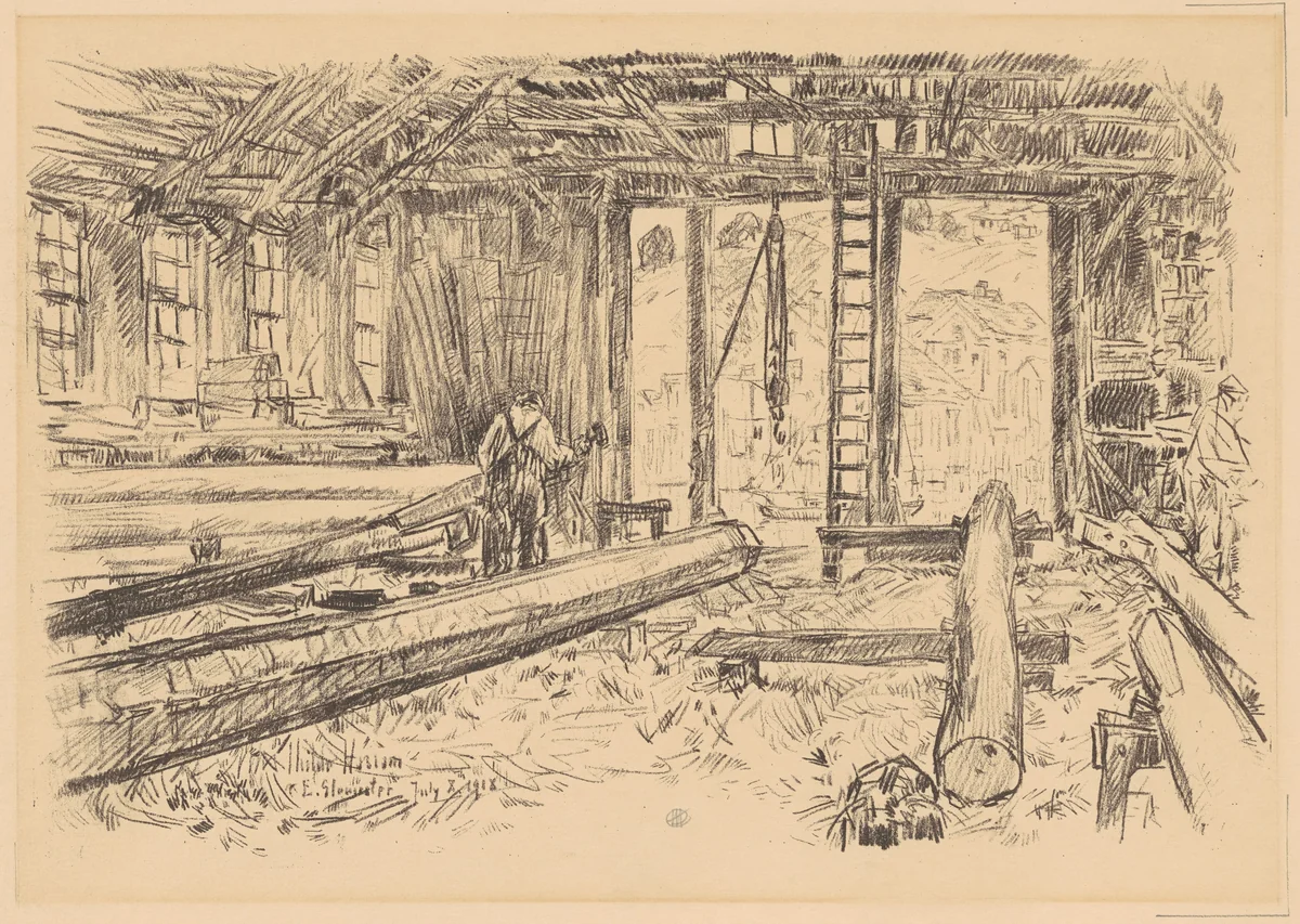 The Spar Shop, Gloucester by Childe Hassam, print, 1918