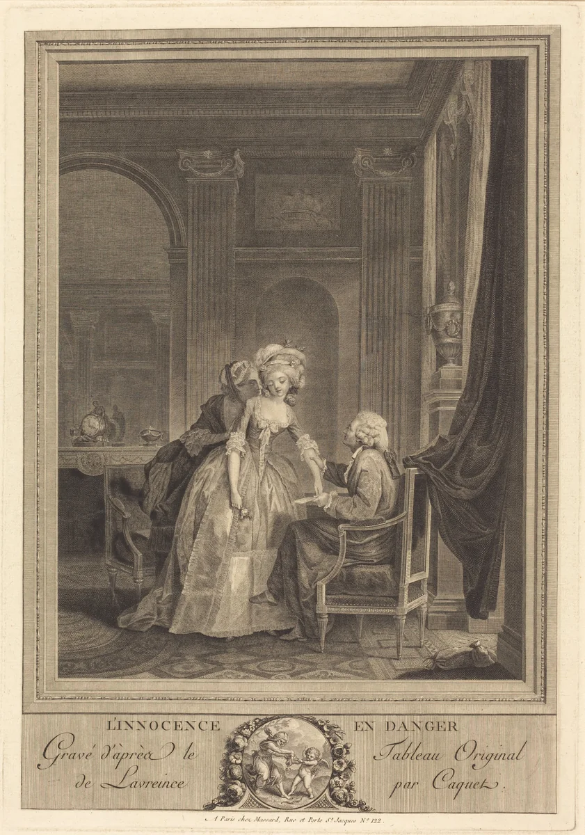 L'innocence en danger by Jean Gabriel Caquet; Nicolas Lavreince, print, 1785