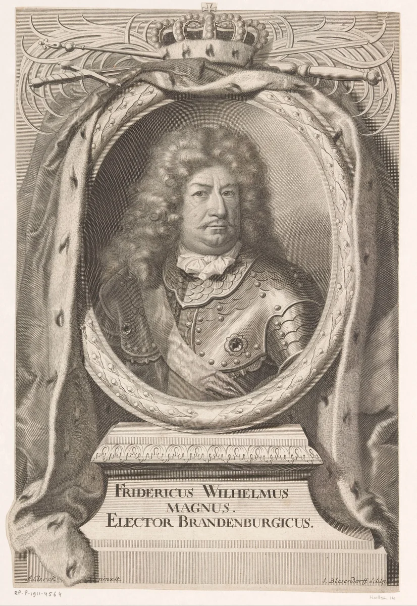 Portret van Frederik Willem I van Brandenburg by Samuel Blesendorf, print, 1695