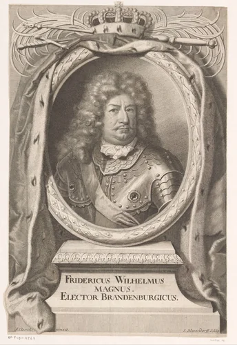 Portret van Frederik Willem I van Brandenburg by Samuel Blesendorf, print, 1695