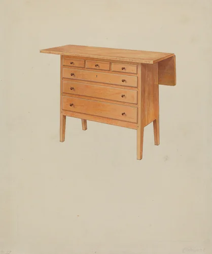 Shaker Sewing Table by Irving I. Smith, index of american design, 1935-1942