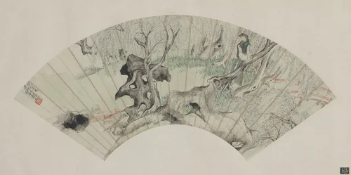 Woman in a garden, in the style of Qian Du (ca. 1764–1844) by Yu Yuan, painting, 1921