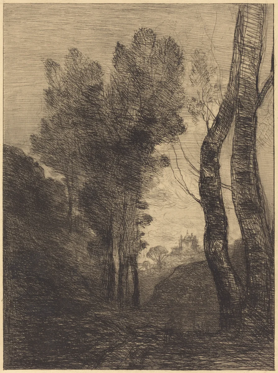 Environs of Rome (Environs de Rome) by Jean-Baptiste-Camille Corot, print, 1866