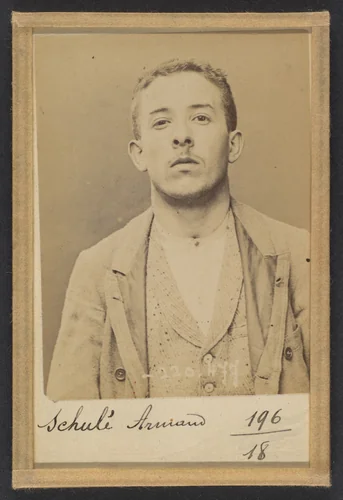 Schulé. Armand. 21 ans, né le 28/2/73 à Choisy-le-Roi. Comptable. Anarchiste. 2/7/94. by Alphonse Bertillon, photograph, 1894
