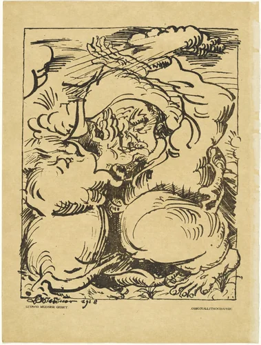 Prayer (Gebet) (plate, preceding p. 361) from the periodical Das Kunstblatt, vol. 2, no. 12 (Dec 1918) by Ludwig Meidner, print, 1918