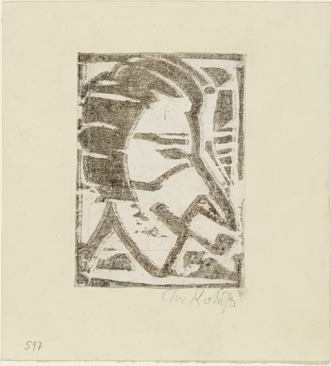 Man with Pipe (Mann mit Pfeife) by Christian Rohlfs, print, 1921