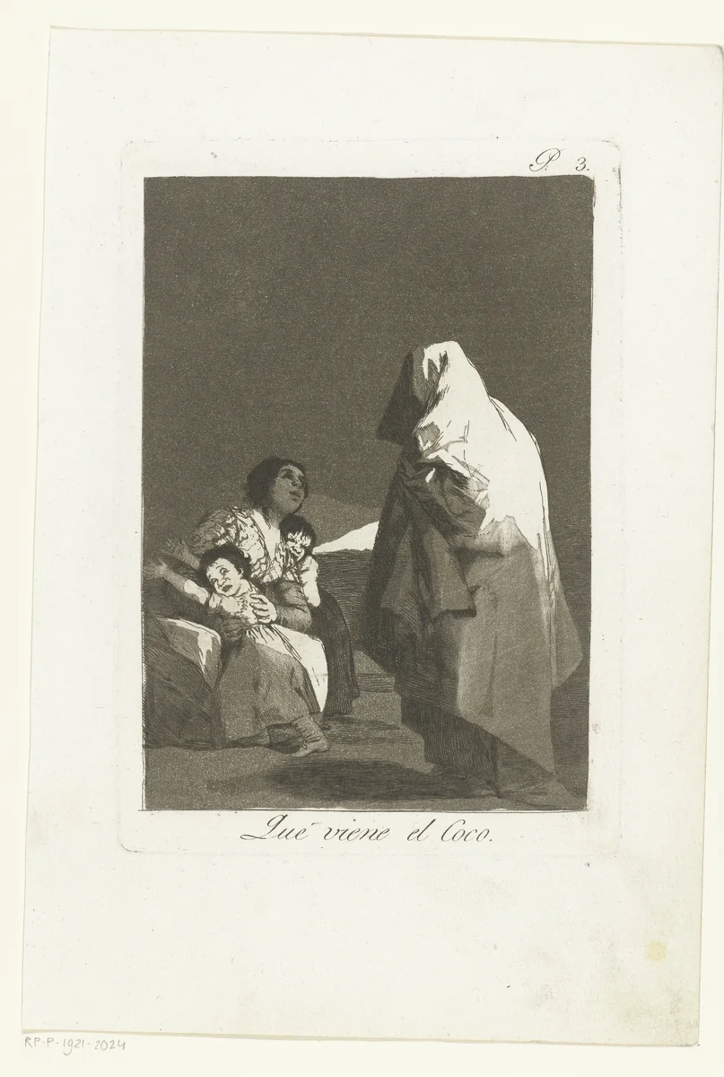 Hier komt de boeman by Francisco de Goya, print, 1797-1799