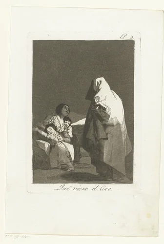 Hier komt de boeman by Francisco de Goya, print, 1797-1799
