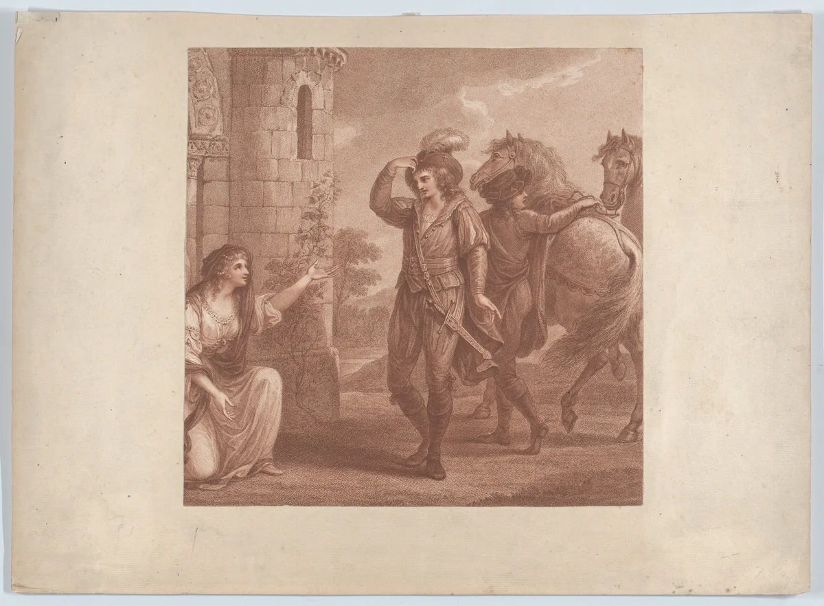 Prince Edmund, surnam'd Ironside and Algitha by Francesco Bartolozzi, print, 1786