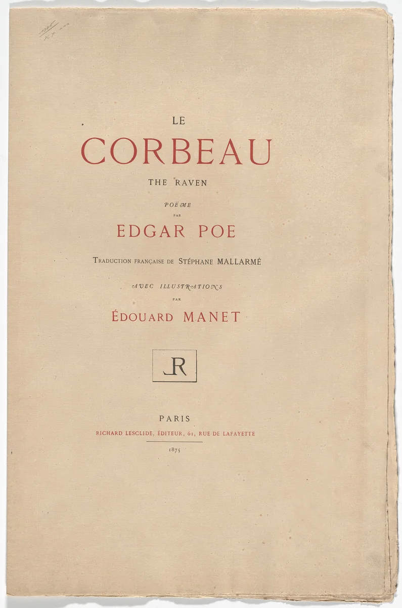 Le Corbeau (The Raven) by Édouard Manet, illustrated book, 1875