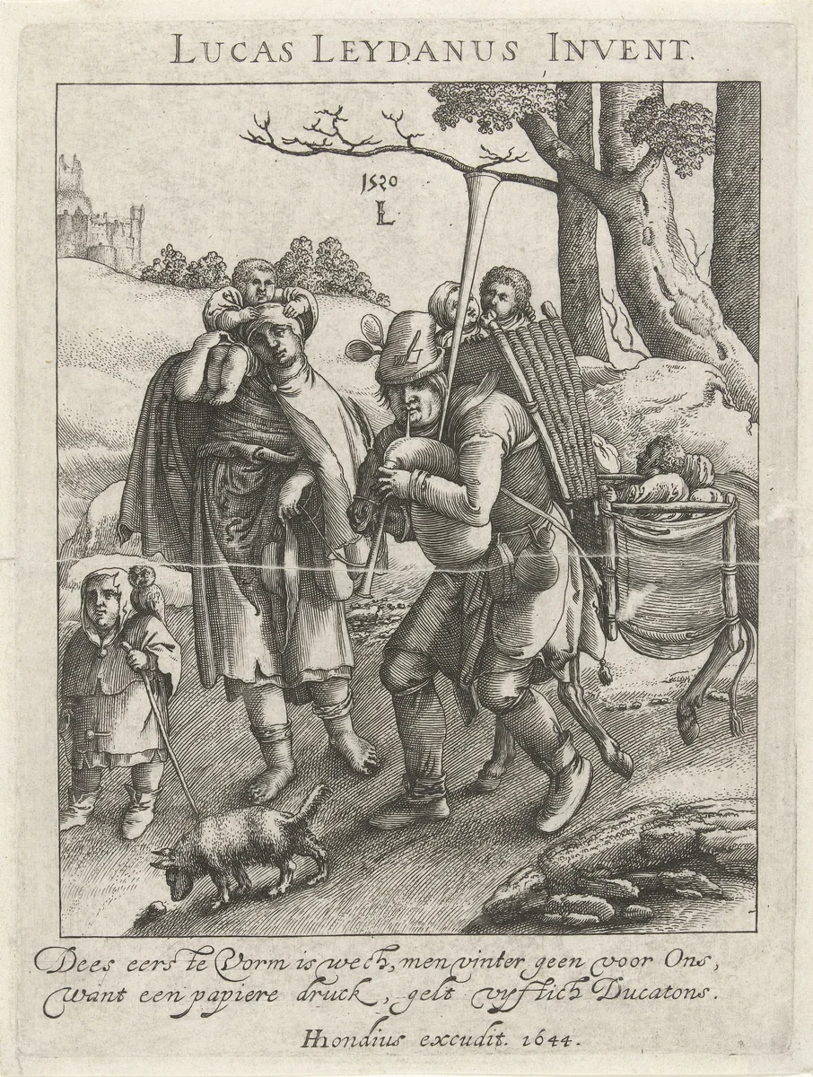 Bedelaarsfamilie by Hendrick Hondius, print, 1520