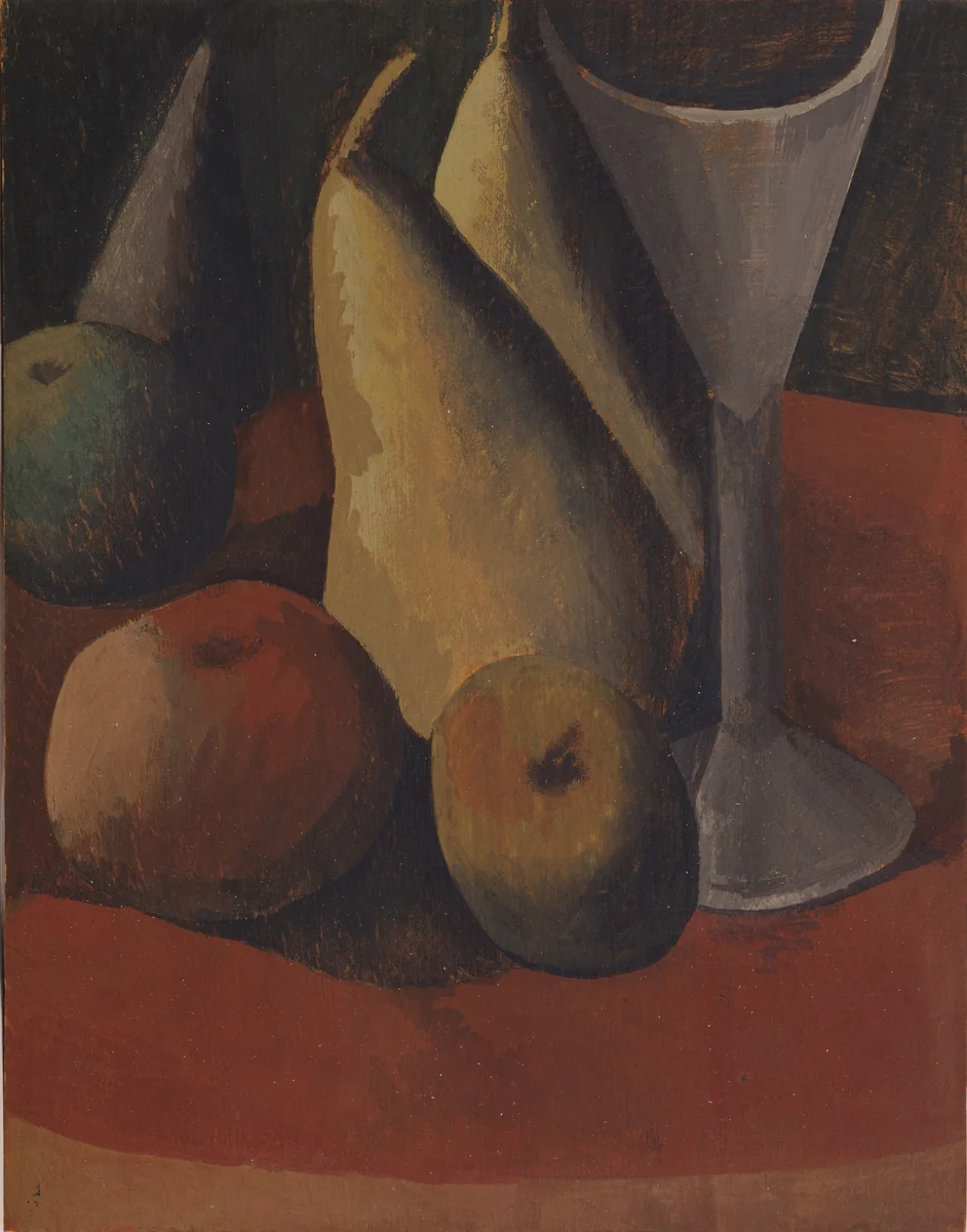 Still Life with Fruit and Glass by Pablo Picasso, painting, 1908