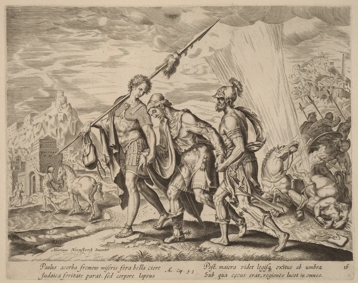 The Conversion of Saint Paul by Philip Galle, print, 1537-1612