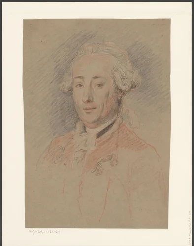 Portret van een onbekende man met korte pruik by anonymous, drawing, 1775-1799