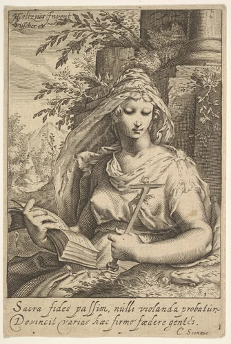 Temperance, from "The Seven Virtues" by anonymous, print, 1590-1650