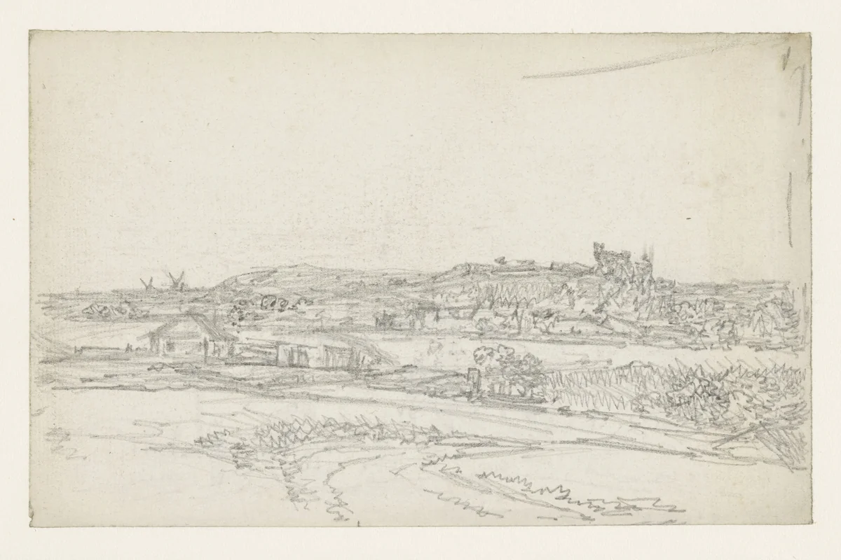 Montmartre gezien uit de vlakte by Georges Michel, drawing, 1773-1843