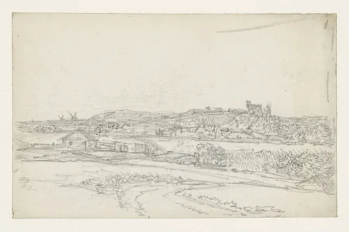 Montmartre gezien uit de vlakte by Georges Michel, drawing, 1773-1843