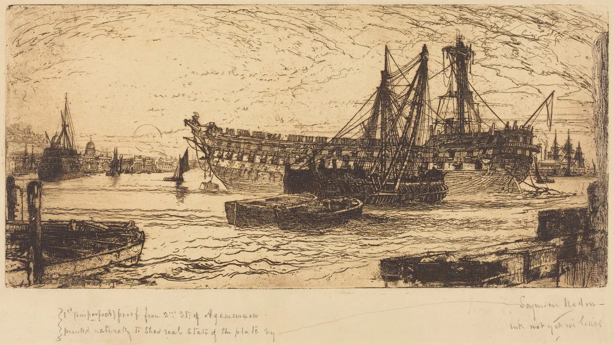 Breaking Up of the Agamemnon by Francis Seymour-Haden, print, 1870