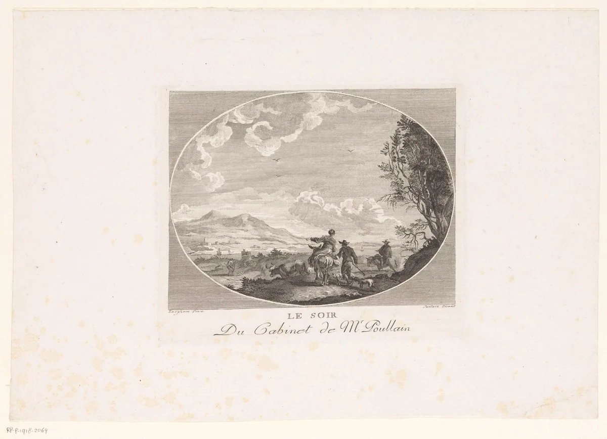 Landschap met herders by anonymous, print, 1754-1842
