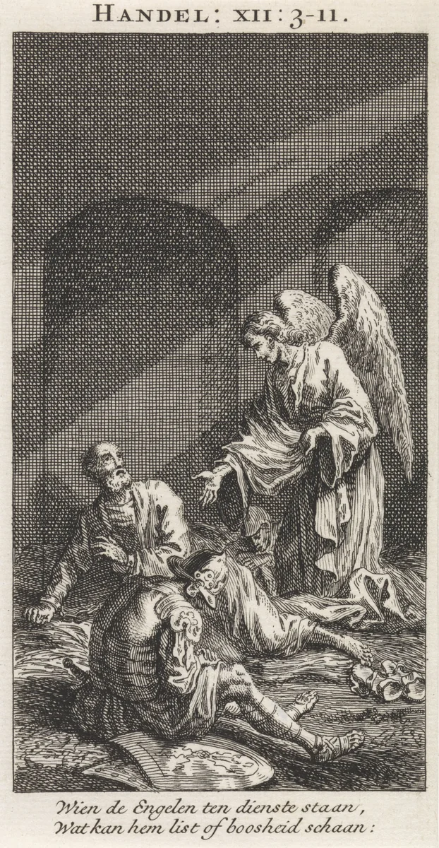 Bevrijding van Petrus uit de gevangenis by anonymous, print, 1712