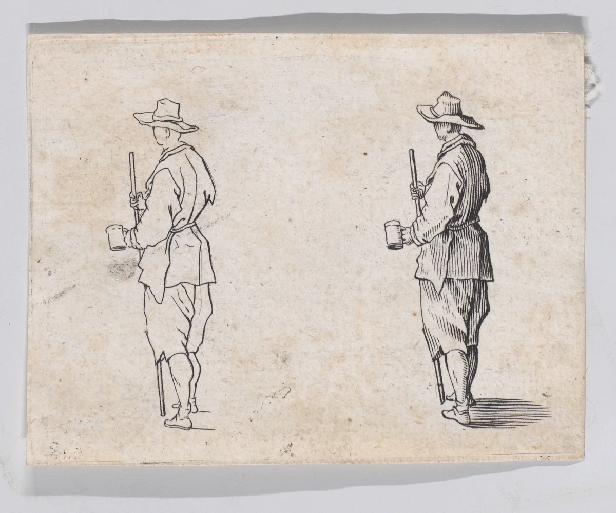 Reverse Copy of Le Paysan Tenant un Gobelet (The Peasant Holding a Cup), from "Les Caprices" Series A, The Florence Set by anonymous, print, 1620-1700