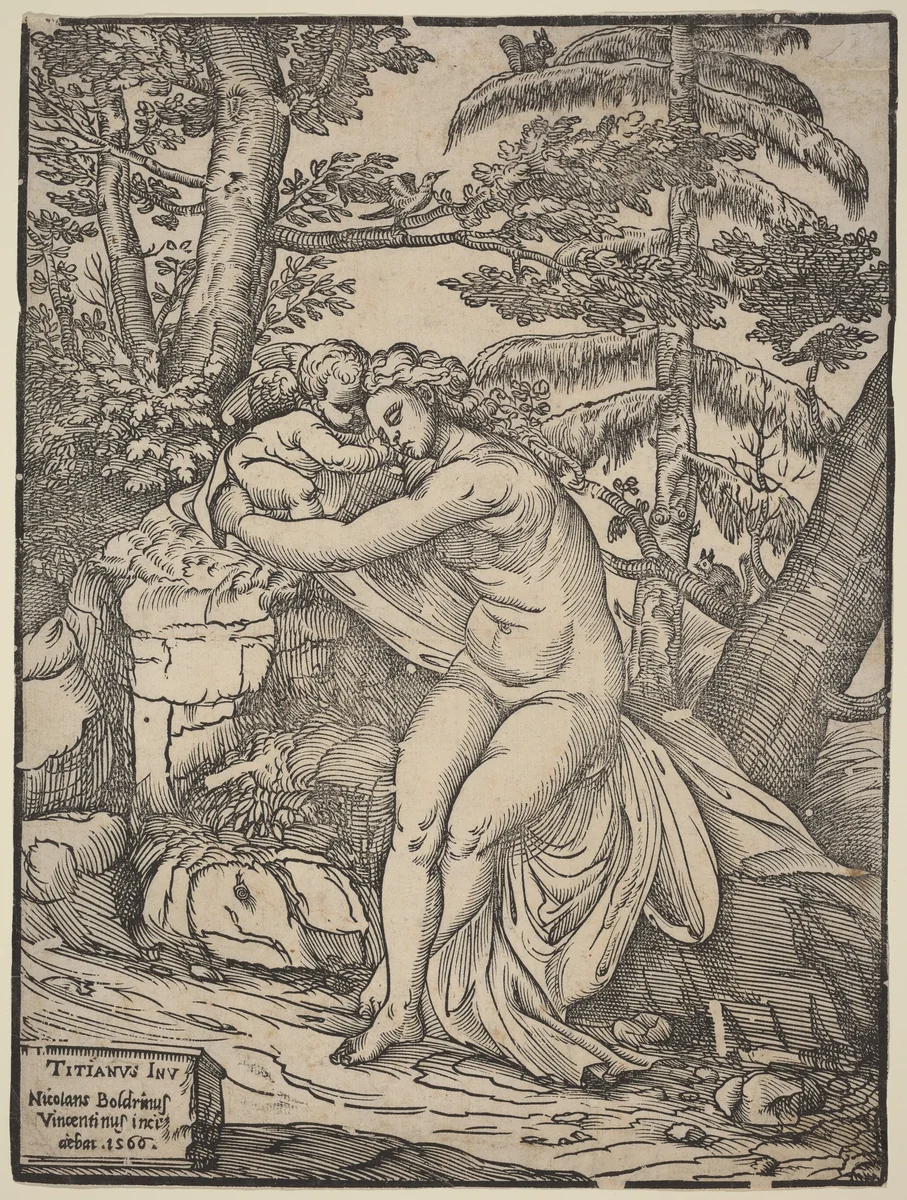 Venus and Cupid by Nicolò Boldrini, print, 1566