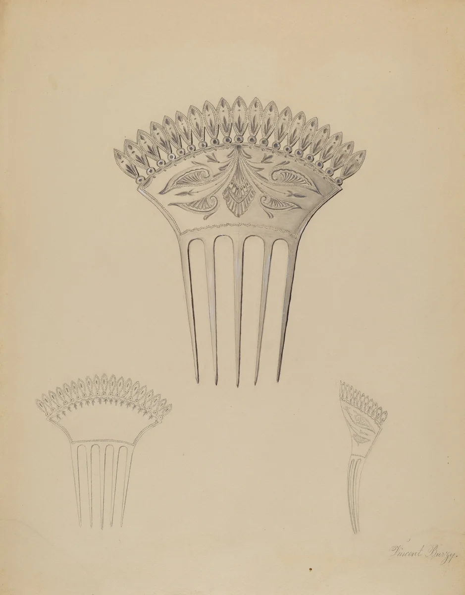 Comb by Vincent Burzy, index of american design, 1936