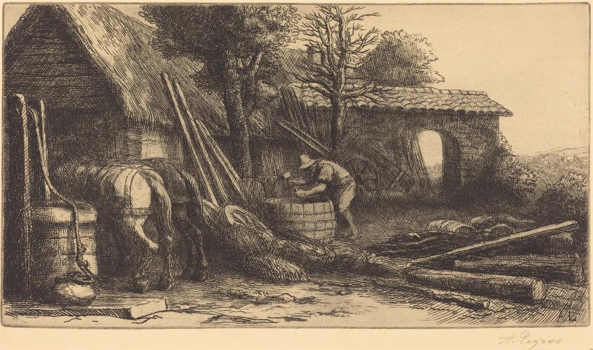 The Cooper (Le tonnelier) by Alphonse Legros, print, 1837-1911
