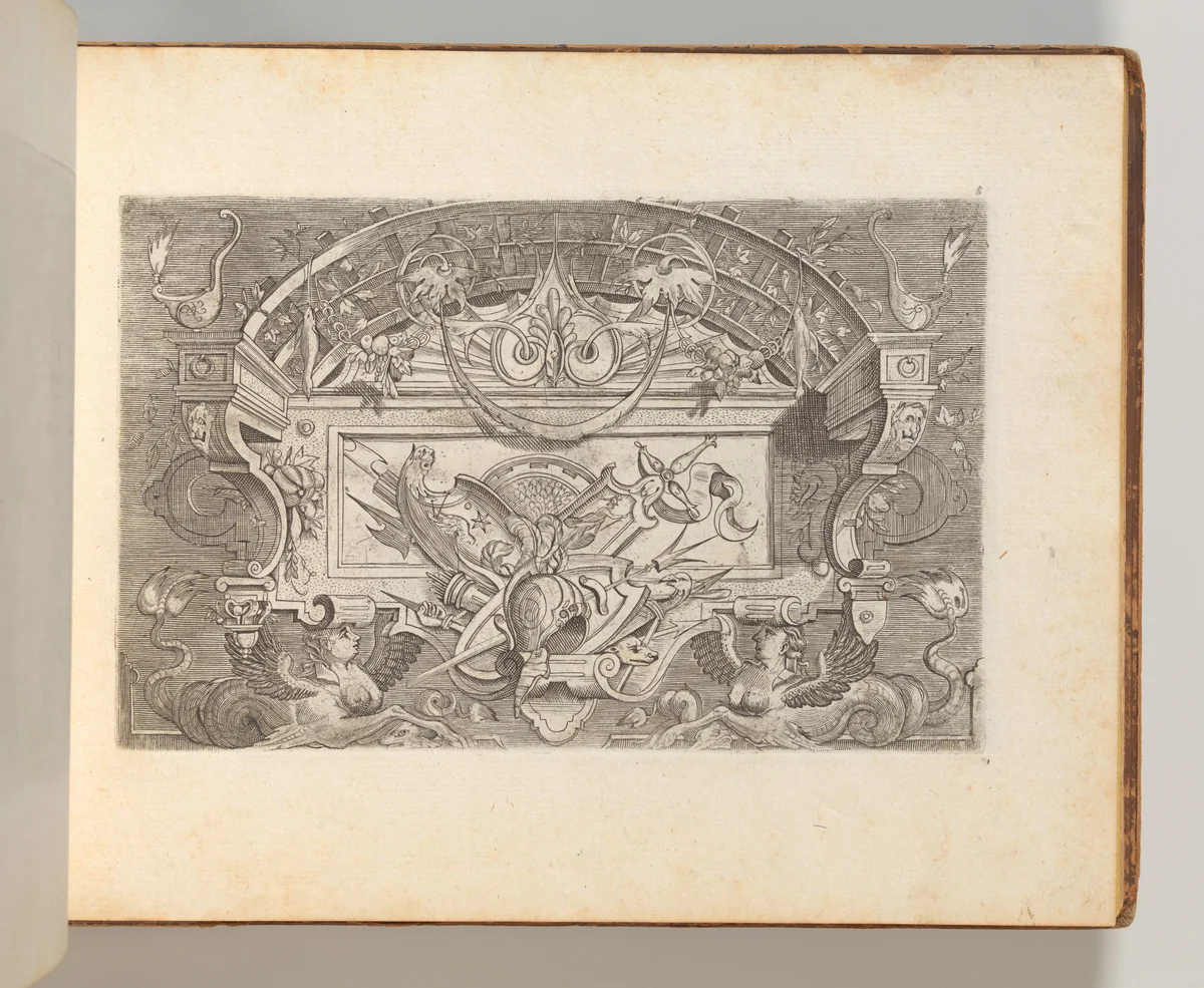 Targhe ed altri ornati di varie e capricciose invenzioni (Cartouches and other ornaments of various and capricious invention, page 8) by Jacob Floris, book, 1773