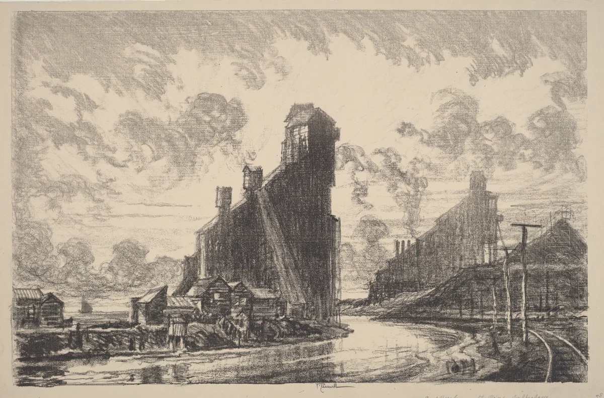 Coal Breaker on the River by Joseph Pennell, print, 1910