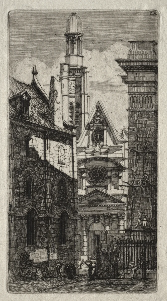 Etchings of Paris: Church of St. Stephen of the Mount by Charles Meryon, print, 1852