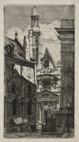 Etchings of Paris: Church of St. Stephen of the Mount by Charles Meryon, print, 1852