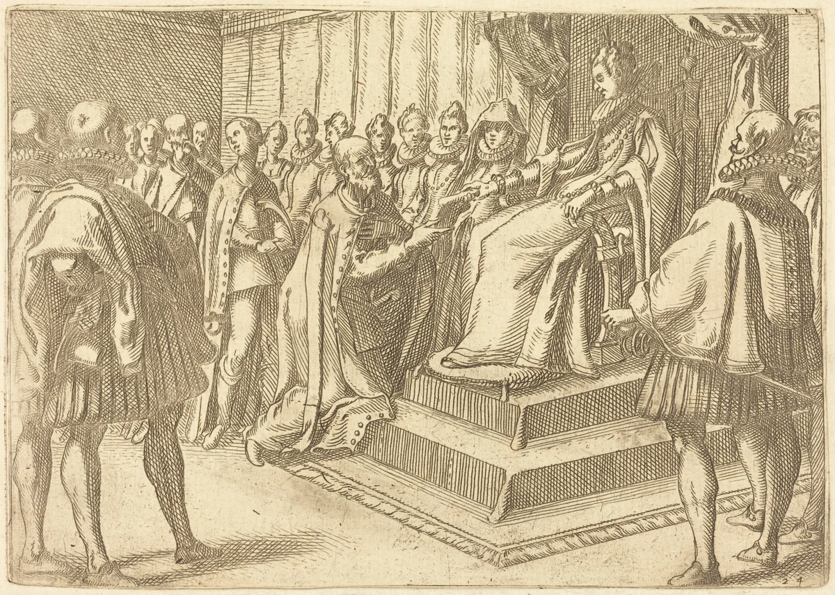 Reception of the Envoy of Poland by Jacques Callot, print, 1612