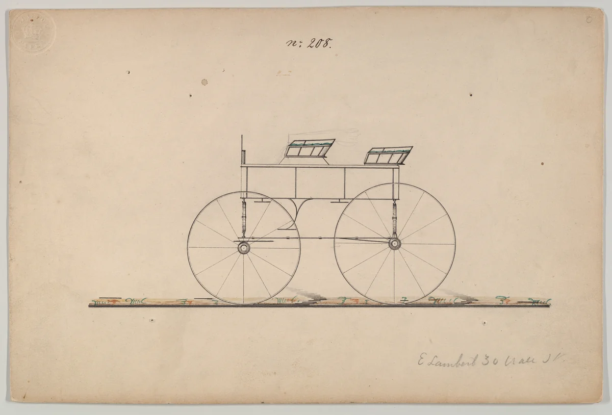 Wagon # 208 by Brewster & Co., drawing, 1845-1855