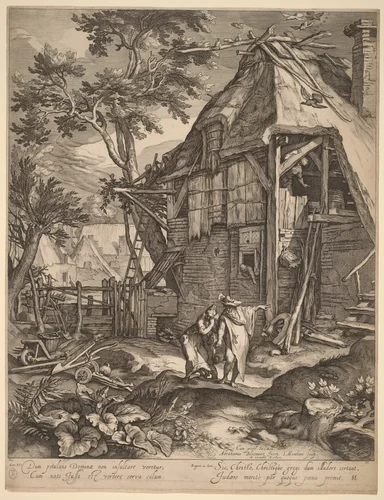 Abraham Casting Out Hagar by Jacob Matham, print, 1603