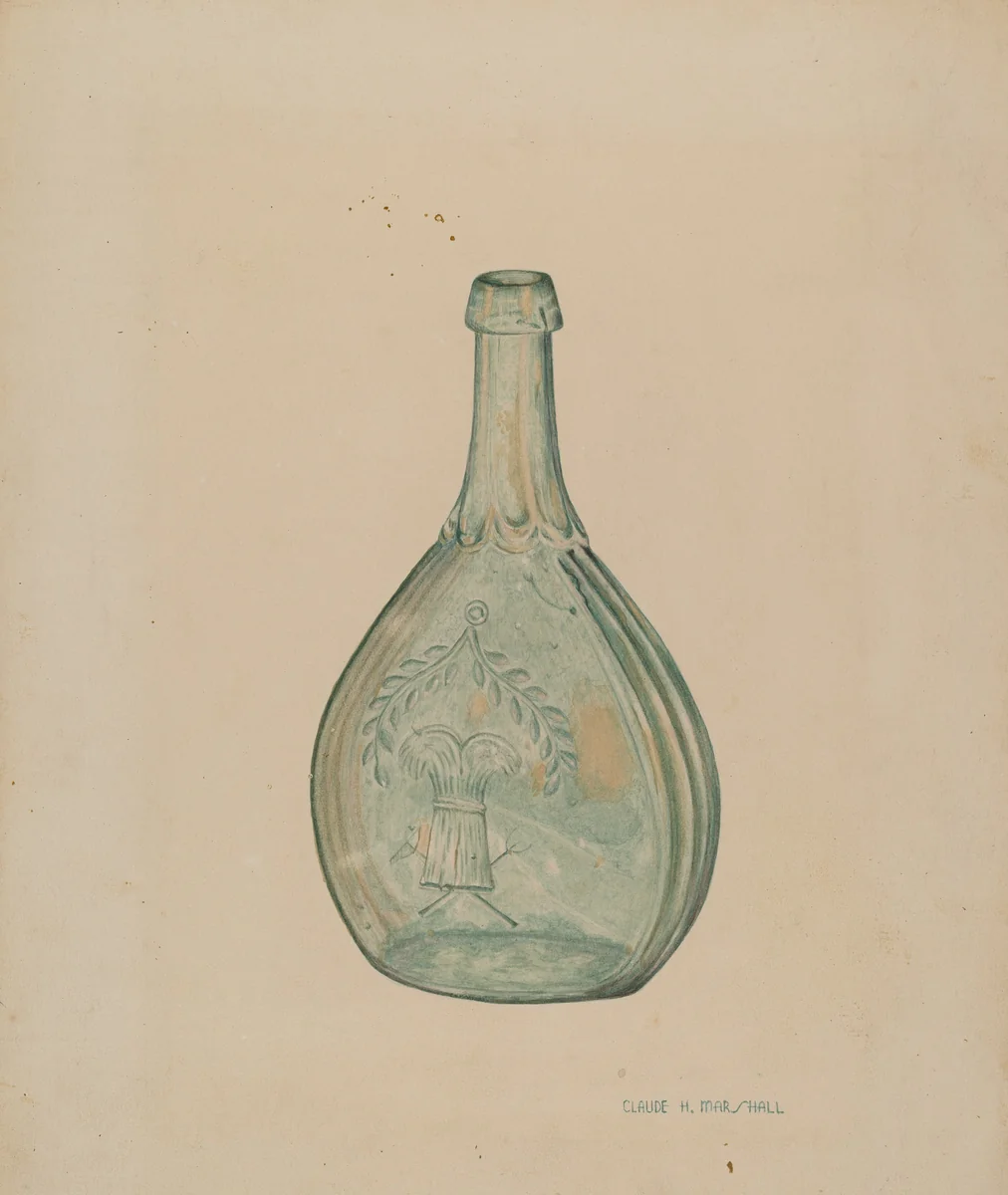 Glass Bottle by Claude Marshall, index of american design, 1940