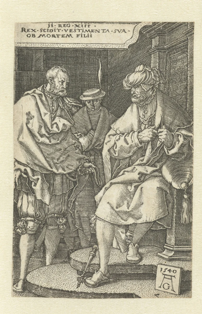 David verscheurt zijn mantel by Unknown, print, 1540