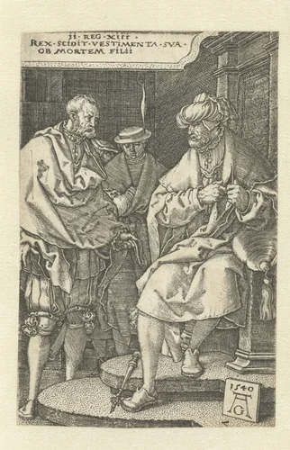 David verscheurt zijn mantel by Unknown, print, 1540