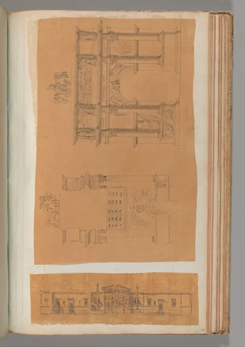 Page from a Scrapbook containing Drawings and Several Prints of Architecture, Interiors, Furniture and Other Objects by Charles Percier, book, 1795-1805