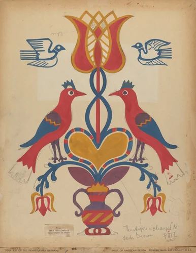 Drawing for Plate 15: From the Portfolio "Folk Art of Rural Pennsylvania" by American 20th Century, index of american design, 1939