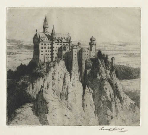 Castle Neuschwanstein by George Percival Gaskell, print, 1880-1934